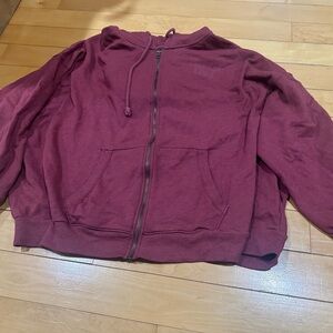American Eagle Burgundy Zip-Up Hoodie